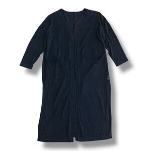 Amber Cashmere Black Longline Cardigan‎ Sweater Coatigan Small Korea Minimalist